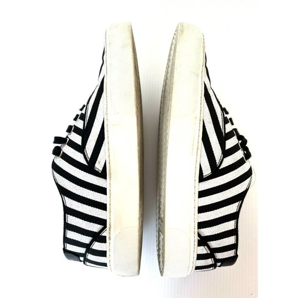 Saint Laurent Black & White Striped Lace-Up Sneakers Size 7.5 (US) 37.5 (IT) - Picture 7 of 11